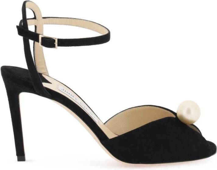 Jimmy Choo Suede Sandalen met Parel Black Dames