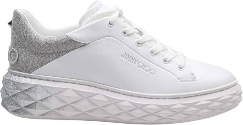 Jimmy Choo Witte Glitter Degrade Leren Sneakers White Dames