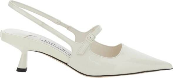 Jimmy Choo Witte Leren Lage Hak Décolleté White Dames