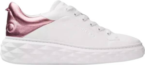 Jimmy Choo Witte leren sneakers met diamantmotief White Dames