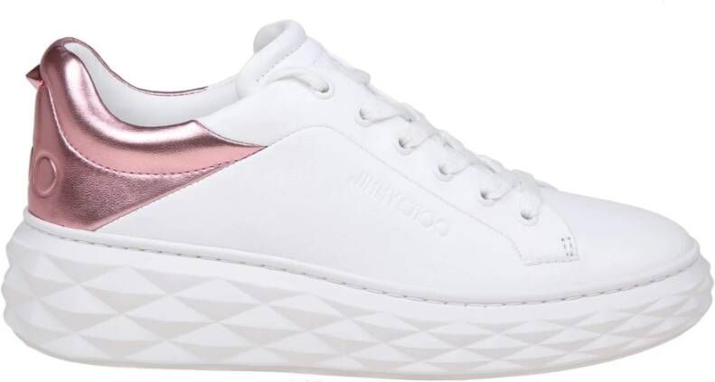 Jimmy Choo Witte Leren Sneakers Ronde Neus White Dames