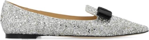 Jimmy Choo Zilveren Ballerina Flats Elegant Glitter Gray Dames