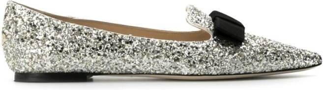 Jimmy Choo Zilveren Glitter Platte Ballerina Schoenen Gray Dames