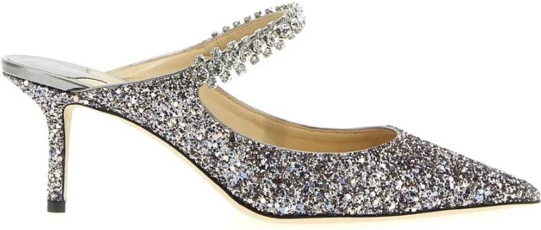 Jimmy Choo Zilveren Glitter Pumps Verhoog Stijl Gray Dames