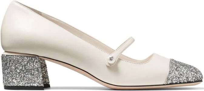 Jimmy Choo Zilveren Glitter Pumps voor Vrouwen Beige Dames