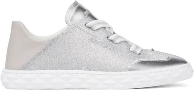 Jimmy Choo Zilveren Sneakers met Platte Rubberen Zool Gray Dames