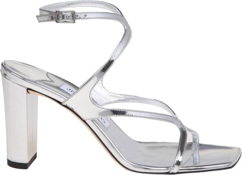 Jimmy Choo Zilveren Spiegeleffect Leren Sandalen Gray Dames