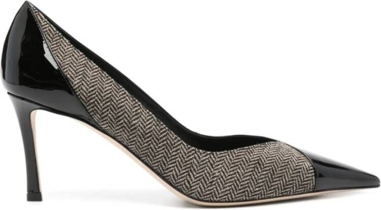 Jimmy Choo Zwart Beige Textiel Vernice Salon Black Dames