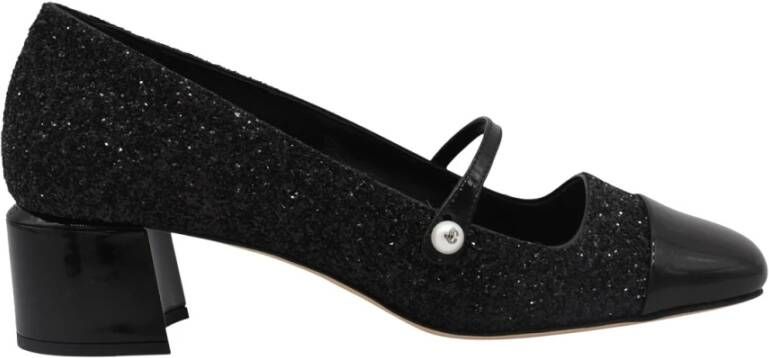 Jimmy Choo Glitter leren pumps Zwart Vierkante neus Black Dames