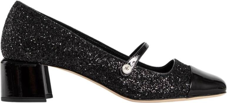 Jimmy Choo Zwarte Glitter Blokhak Sandaal Black Dames