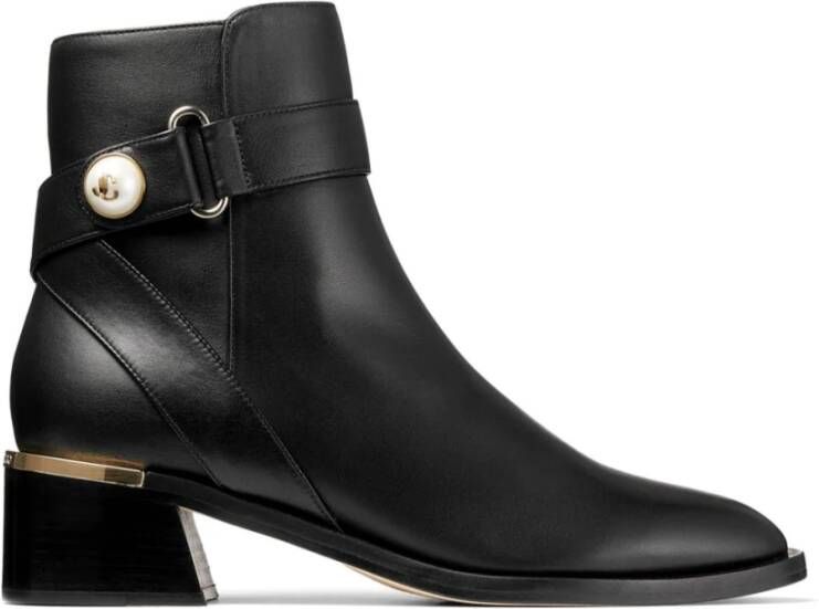 Jimmy Choo Zwarte Kalfsleren Band Teen Booties Black Dames