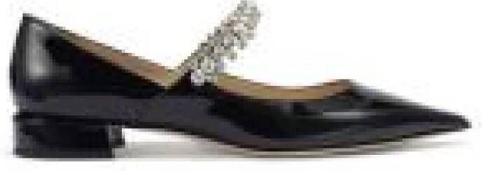 Jimmy Choo Zwarte Kristalversierde Platte Schoenen Black Dames