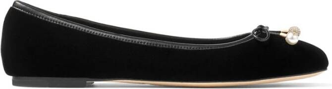 Jimmy Choo Zwarte Leren Ballet Platte Schoenen Black Dames