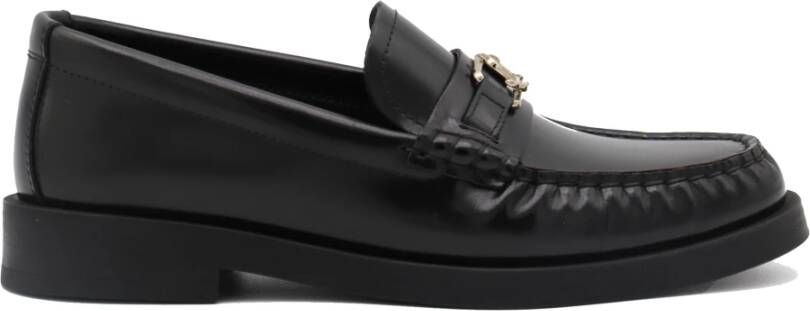 Jimmy Choo Zwarte Leren Flats met Kettingdetail Black Dames