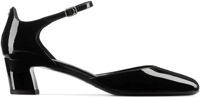 Jimmy Choo Zwarte Leren Gesp-Sluiting Enkelband Schoenen Black Dames