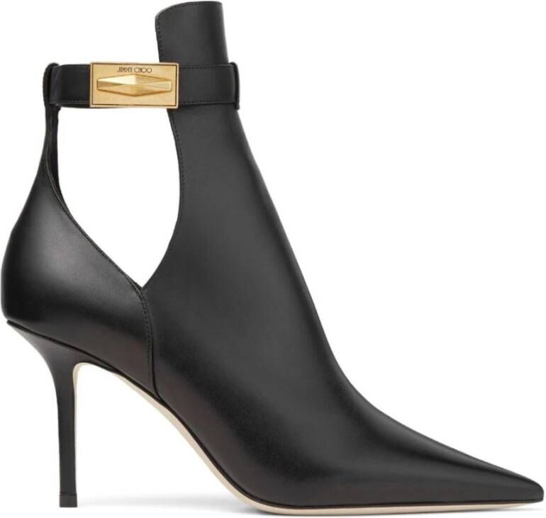 Jimmy Choo Zwarte Leren Laarzen met Puntige Neus Black Dames