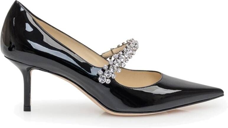 Jimmy Choo Zwarte leren pump met kristallen Black Dames