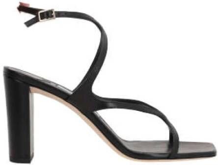 Jimmy Choo Zwarte Leren Sandalen met Verstelbare Enkelband Black Dames