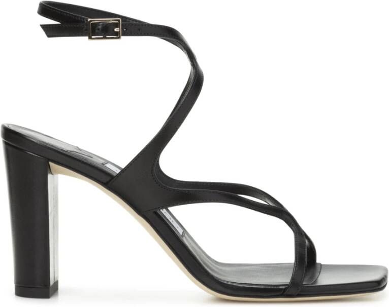 Jimmy Choo Zwarte Nappa Leren Sandalen met Dubbele Band Black Dames