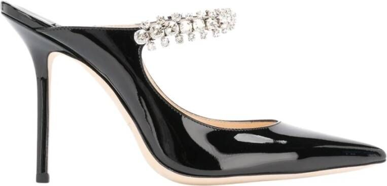 Jimmy Choo Zwarte platte schoenen met kristalversieringen Black Dames