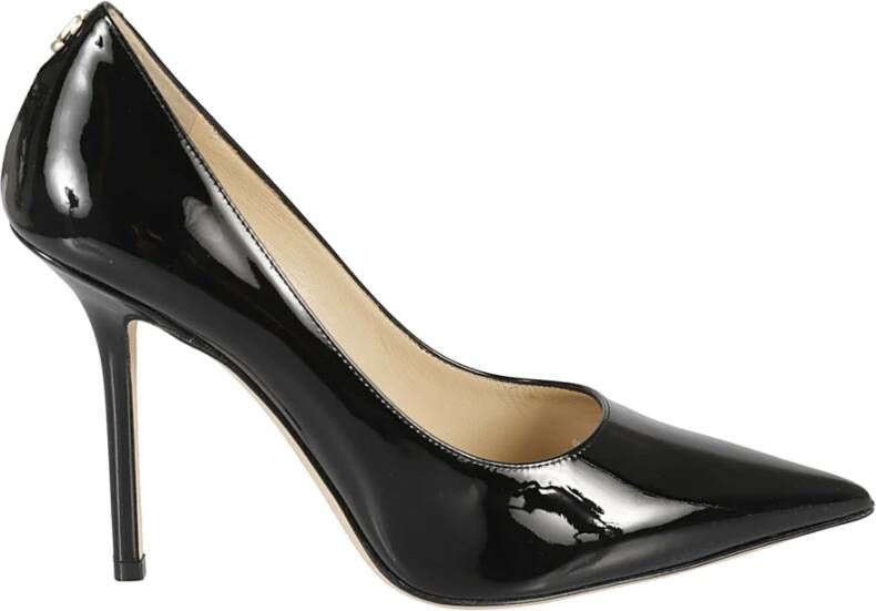 Jimmy Choo Zwarte Pumps van Lakleer met Puntige Neus Black Dames