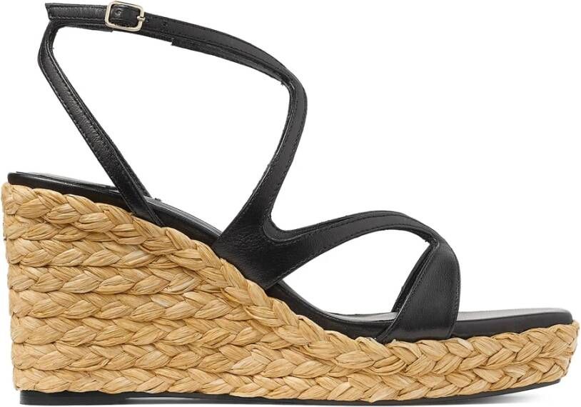 Jimmy Choo Zwarte Raffia Sleehak Vierkante Neus Schoenen Black Dames