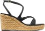 Jimmy Choo Zwarte Raffia Sleehak Vierkante Neus Schoenen Black Dames - Thumbnail 1