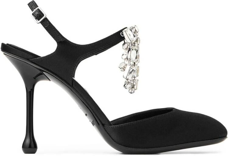 Jimmy Choo Zwarte Slingback Pumps met Kristal Black Dames