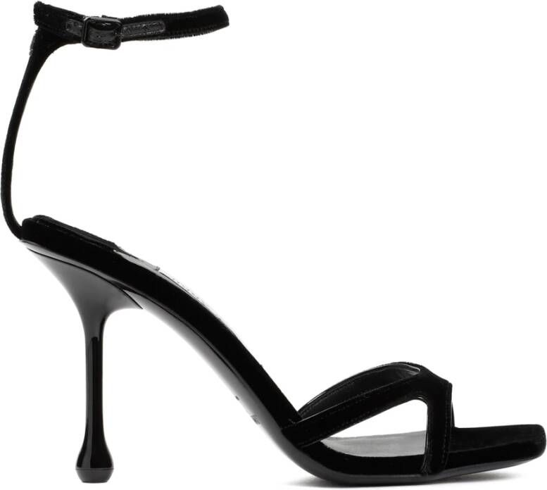 Jimmy Choo Zwarte Veloursandalen Kruis Teenband Black Dames