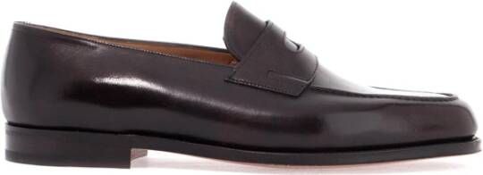 John Lobb Donker Leren Oxford Schoenen Taps Design Brown Heren