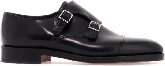 John Lobb Monk Strap Loafers in glad leer Black Heren