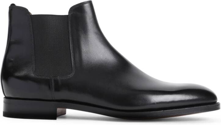 John Lobb Zwarte Enkellaarzen met Textuurdetails Black Heren