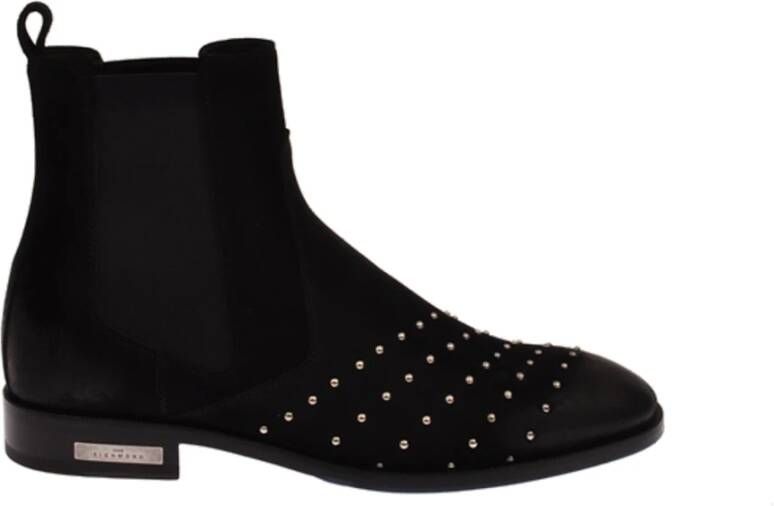 John Richmond Leren enkellaarzen met studs Black Heren