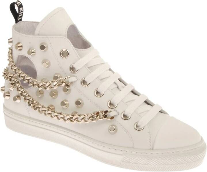 John Richmond Studded Chain Enkellaarsjes White Dames