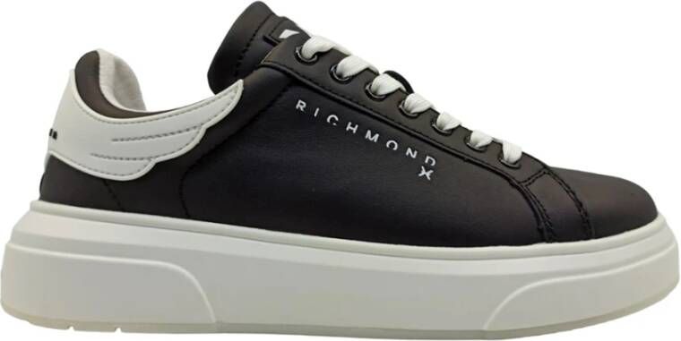 John Richmond Leren sneakers met vetersluiting Zwart Dames