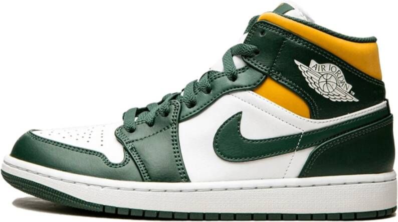 Jordan 1 Mid Schoenen Green Leer Synthetisch