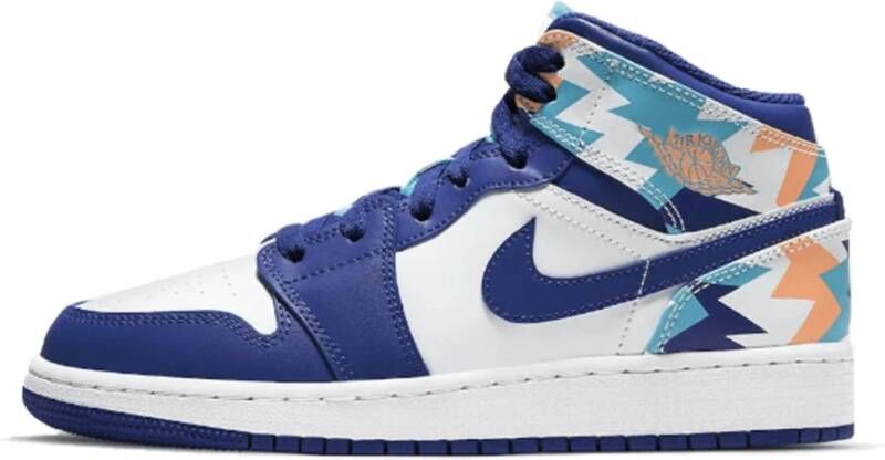 Jordan Geometrische Mid Sneakers Gratis Verzending Blauw Dames