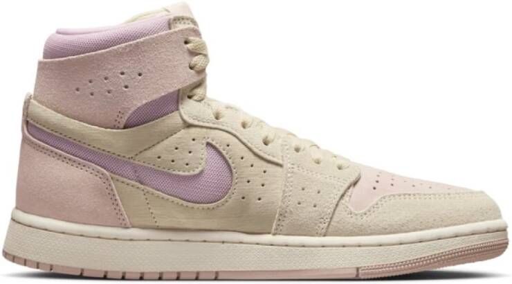 Nike Beige Leren Sneakers met Ingebed Logo Pink Dames