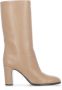 Julie Dee Beige Leren Laarzen Ronde Neus 8cm Hak Beige Dames - Thumbnail 1