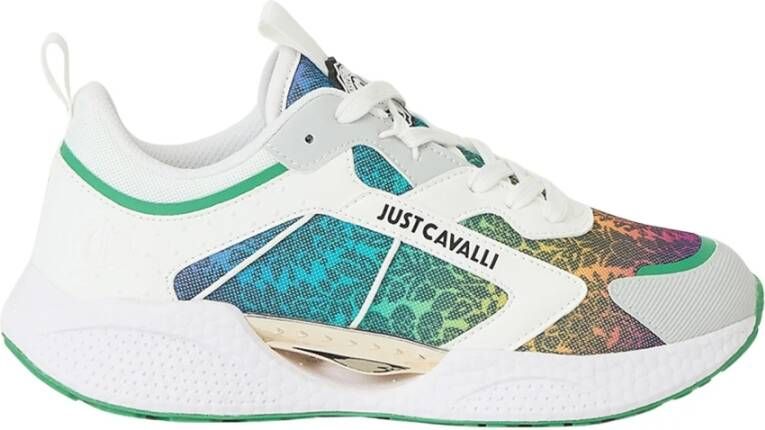 Just Cavalli Fantasie Sneakers Groen Geel Zwart Roze Oranje Multicolor Dames