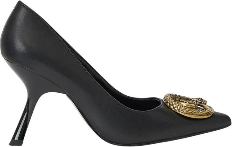 Just Cavalli Leren pumps met slangenlogo Black Dames