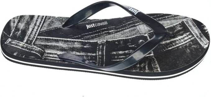 Just Cavalli Logo Heren Flip-Flops Beachwear Schoenen Black Heren