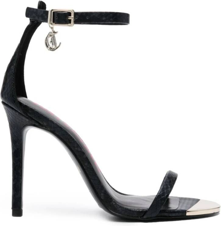 Just Cavalli Zwarte Python Hak Sandalen met Gouden Detail Black Dames