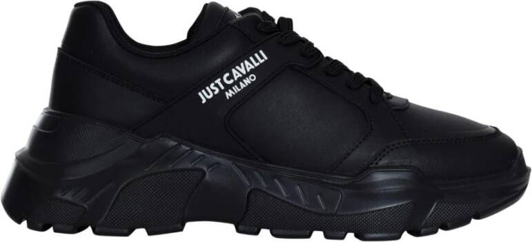 Just Cavalli Zwarte Sneakers voor Mannen Aw24 Black Heren