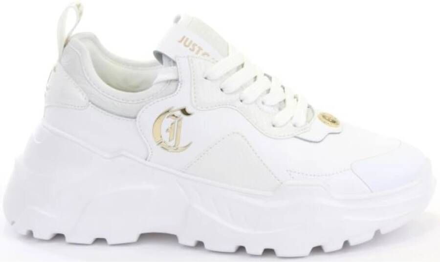 Just Cavalli Witte Damessneakers met Gouden Logo White Dames