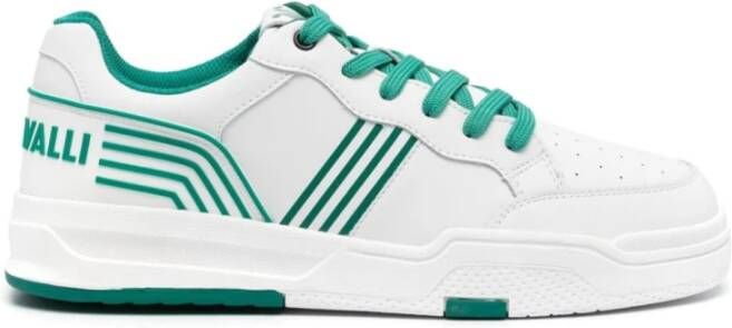 Just Cavalli Witte Leren Sneakers met Streep Multicolor Heren