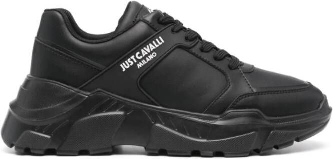 Just Cavalli Zwarte Sneakers voor Mannen Aw24 Black Heren