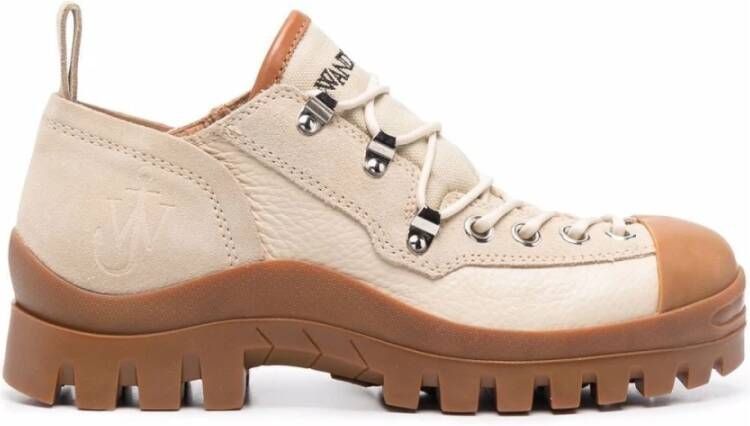 JW Anderson Beige Leren Veterschoenen Enkellaarzen Beige Dames