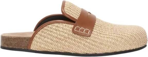 JW Anderson Beige raffia muiltjes met leren details Beige Dames