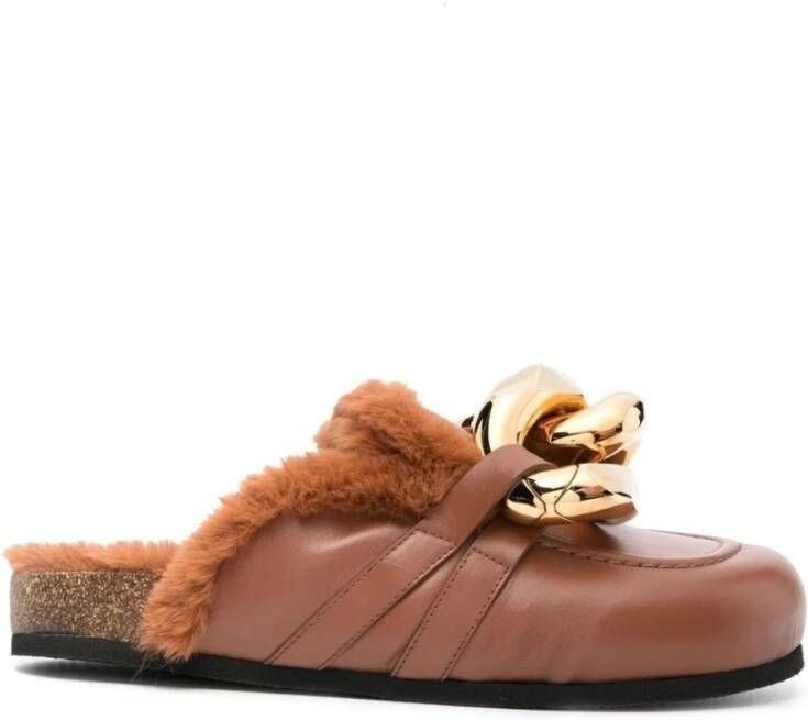 JW Anderson Bruine Casual Loafers met synthetische bont Brown Dames